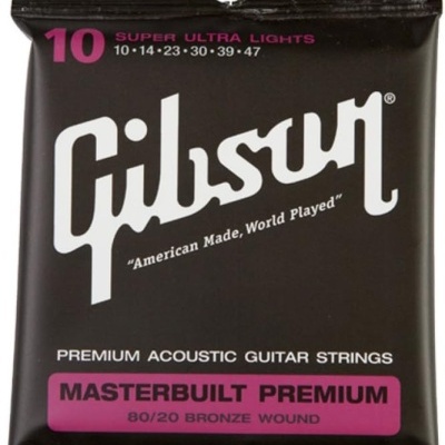 Embalagem preta para cordas de guitarra Gibson Masterbuilt Premium 80/20 bronze wound