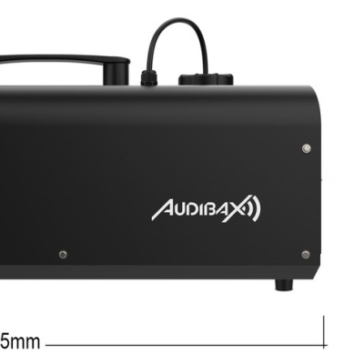 Máquina de fumo preta com alça e logo AUDIOBAY
