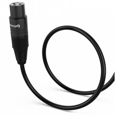 Cabo de áudio preto com conector XLR Neutrik