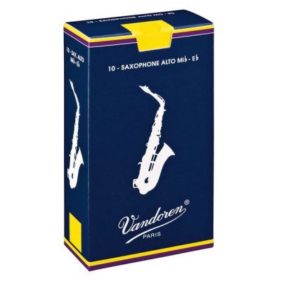 Caixa azul com palhetas para saxofone alto Vandoren