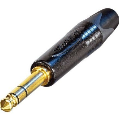 Conector de áudio Jack 6,35 mm preto com ponta dourada