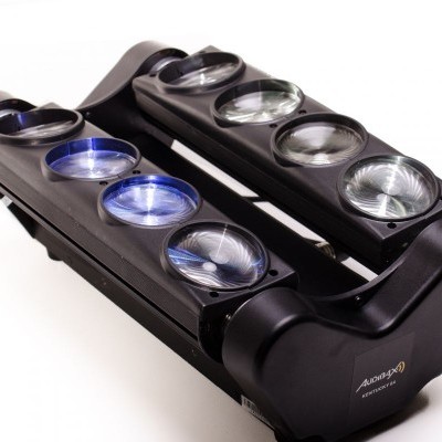 Dispositivo eletrónico preto com seis lentes circulares grandes