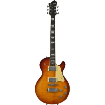 Guitarra elétrica sunburst Gibson com tampa de captadores creme e botões prateados