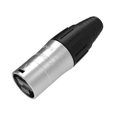Conector XLR macho metálico com parte preta