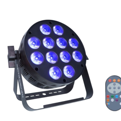 Luz LED de palco circular com LED azuis e comando à distância