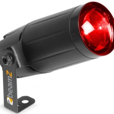Refletor BeamZ preto com lente vermelha e suporte ajustável.