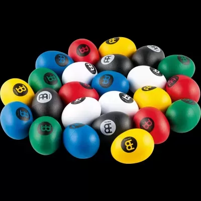 Maracas coloridas com logótipo MEINL sobre fundo preto