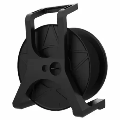 Carretel preto de plástico com handle e estrutura triangular