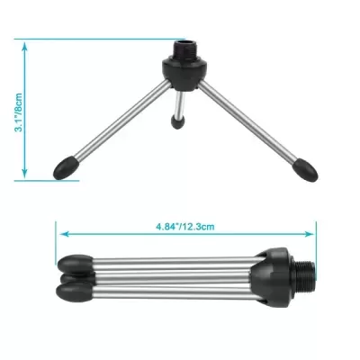 Mini tripé metálico com pontas de borracha preto