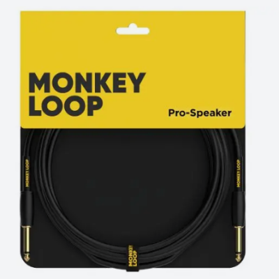Cabo áudio preto MONKEY LOOP Pro-Speaker em embalagem amarela e preta