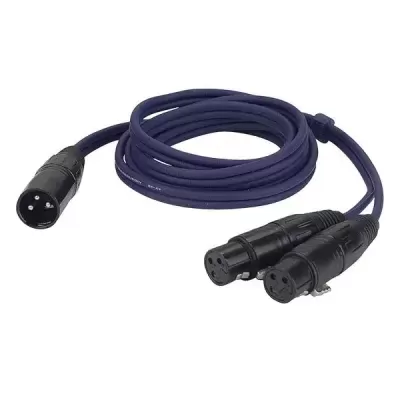 Cabo de áudio XLR azul com conectores preto