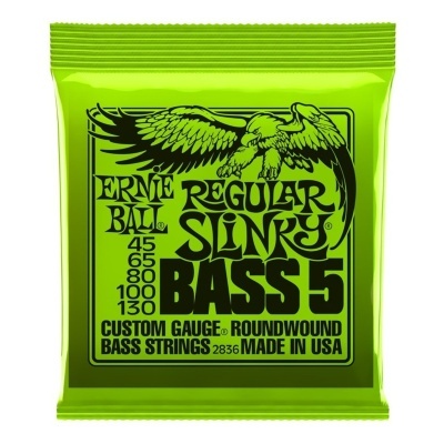 Embalagem verde de cordas para baixo Ernie Ball Regular Slinky Bass 5
