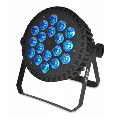 Refletor LED preto com 18 LEDs azuis e suporte ajustável