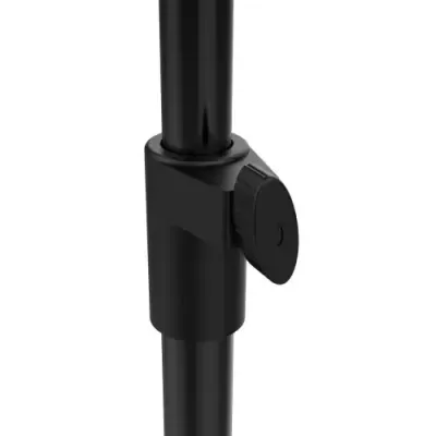 Peça tubular preta de metal e plástico com botão ajustável