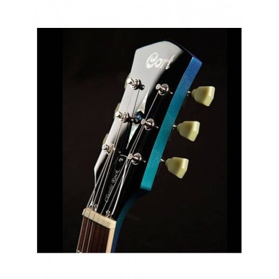Cabeça de guitarra Cort azul e preto com cravelhas creme
