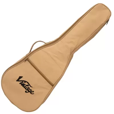 Estojo bege para guitarra acústica com bolso e texto Vintage