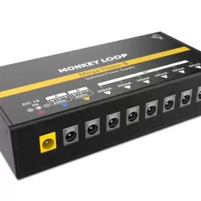 Dispositivo Monkey Loop preto com conectores de áudio