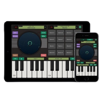 tablet e smartphone com aplicativo de teclado musical aberto