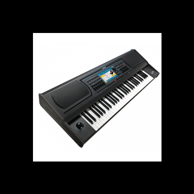 Teclado musical preto com teclas e ecrã digital