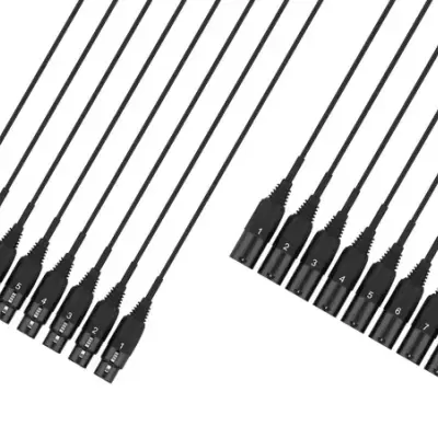 Cabos XLR pretos numerados de 1 a 10