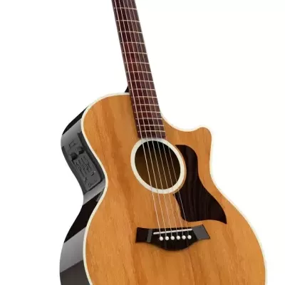 Guitarra acústica Taylor em suporte preto