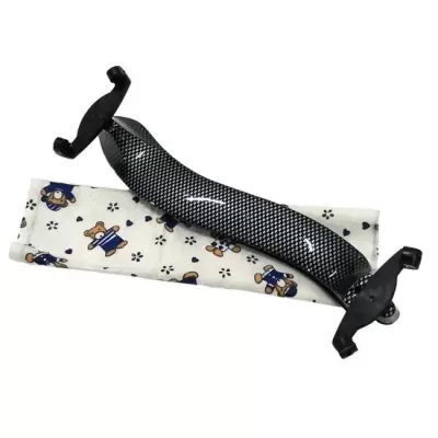 Alça para violino em fibra de carbono preta com bolsa protetora branca de padrão de ursos