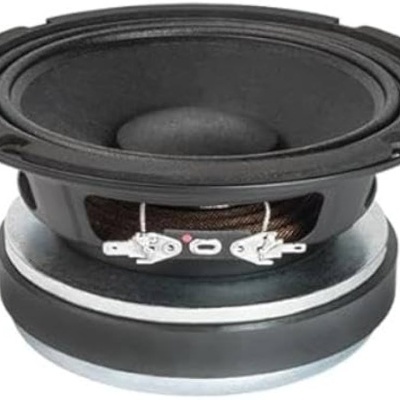 altifalante redondo preto com estrutura metálica