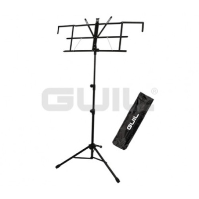 Estante de partituras musical metálica preta com tripé