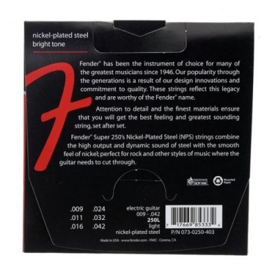 Pacote de cordas Fender 250L para guitarra eléctrica
