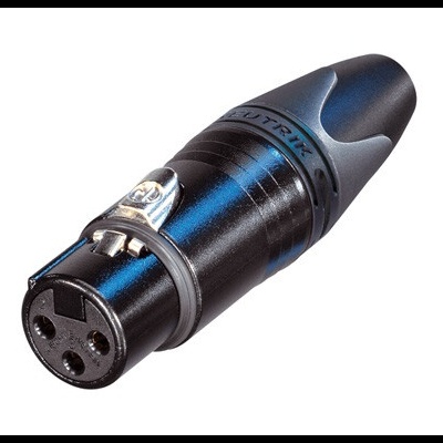 Conector de áudio XLR preto com três pinos