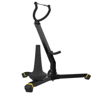 Suporte para guitarra preto com detalhes em amarelo