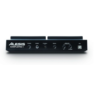 Aparelho ALESIS SAMPLEPAD 4 preto com várias portas na traseira