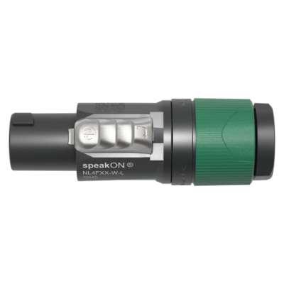 Conector SpeakON NL4FXX-W-L preto com parte verde