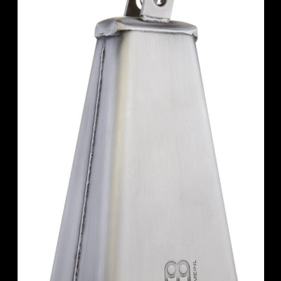 Cowbell de metal prateado com logo MEINL na frente