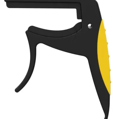 Capotraste de guitarra plástico preto com painel amarelo