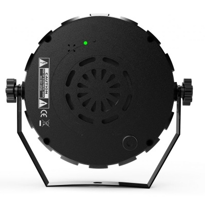 Refletor LED preto redondo com ventoinha e estrutura metálica