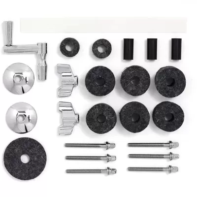 Conjunto de acessórios metálicos e de feltro preto para montagem