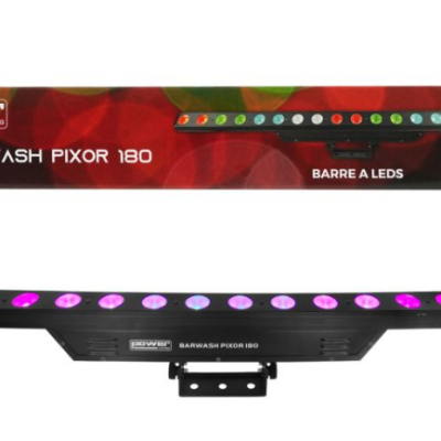 Barra de LEDs coloridos preta BARWASH PIXOR 180 com embalagem vermelha