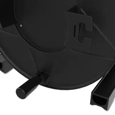 Suporte preto com base estável e manípulo cilíndrico
