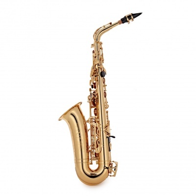 Saxofone tenor dourado com bocal preto