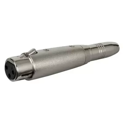 Conector XLR fêmea metálico prateado com três pinos