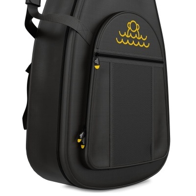 Bolsa preta para instrumento com bolsos e logotipo amarelo