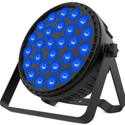 Luz LED circular com LEDs azuis e suporte preto
