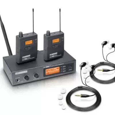 Sistema de microfone sem fios com rádio transmissores e recetores cinza