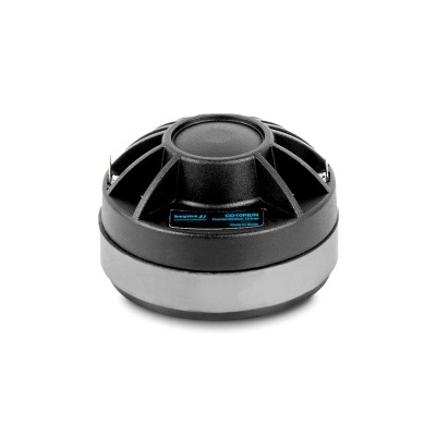 Tweeter preto com base prateada e etiqueta azul