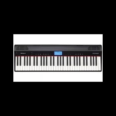 Teclado musical Roland GO:PIANO preto com 61 teclas e ecrã azul