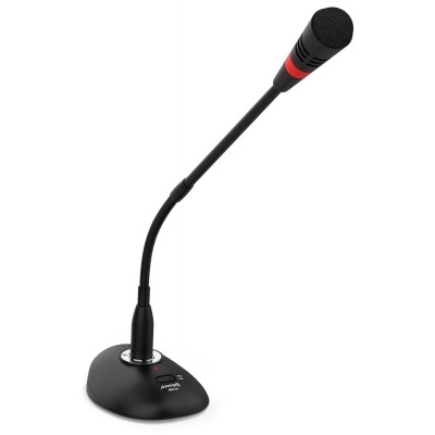Microfone de mesa preto com haste flexível