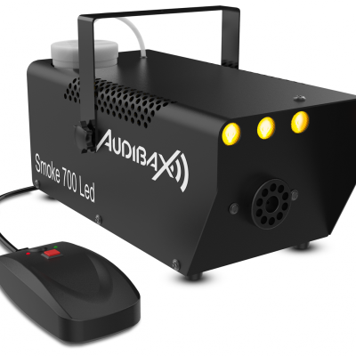 Máquina de fumaça preta com luzes LED e controlador