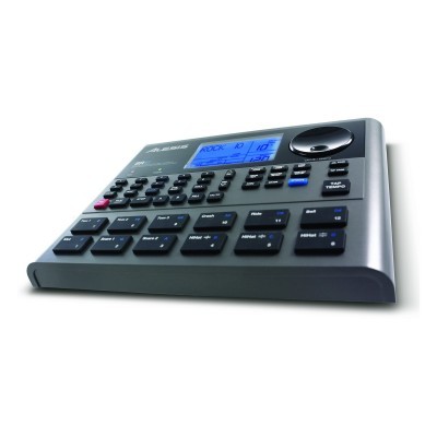 Controlador de bateria eletrónica Roland com ecrã azul e botões pretos