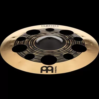 Prato de bateria Meinl Classics dourado e preto com orifícios circulares